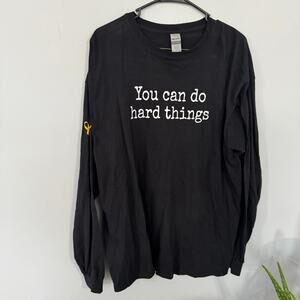 Gildan Ultra Cotton Tee Shirt You Can Do Hard Things Yellow Ribbon Adult Size XL